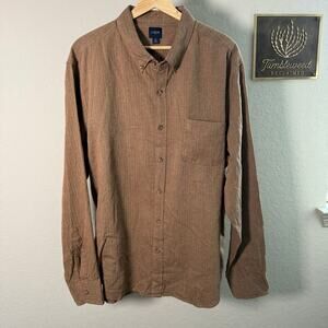 Men's J.Crew Brown Cotton Long Sleeve Button Down Size XL